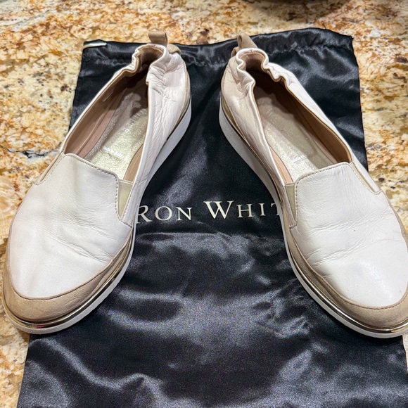 Ron White Shoes - Ron White Women's White and gold  Slip-On Shoes